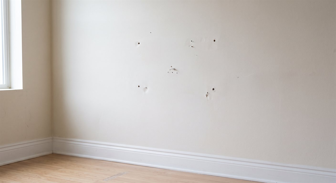 Wall with nail holes before repair